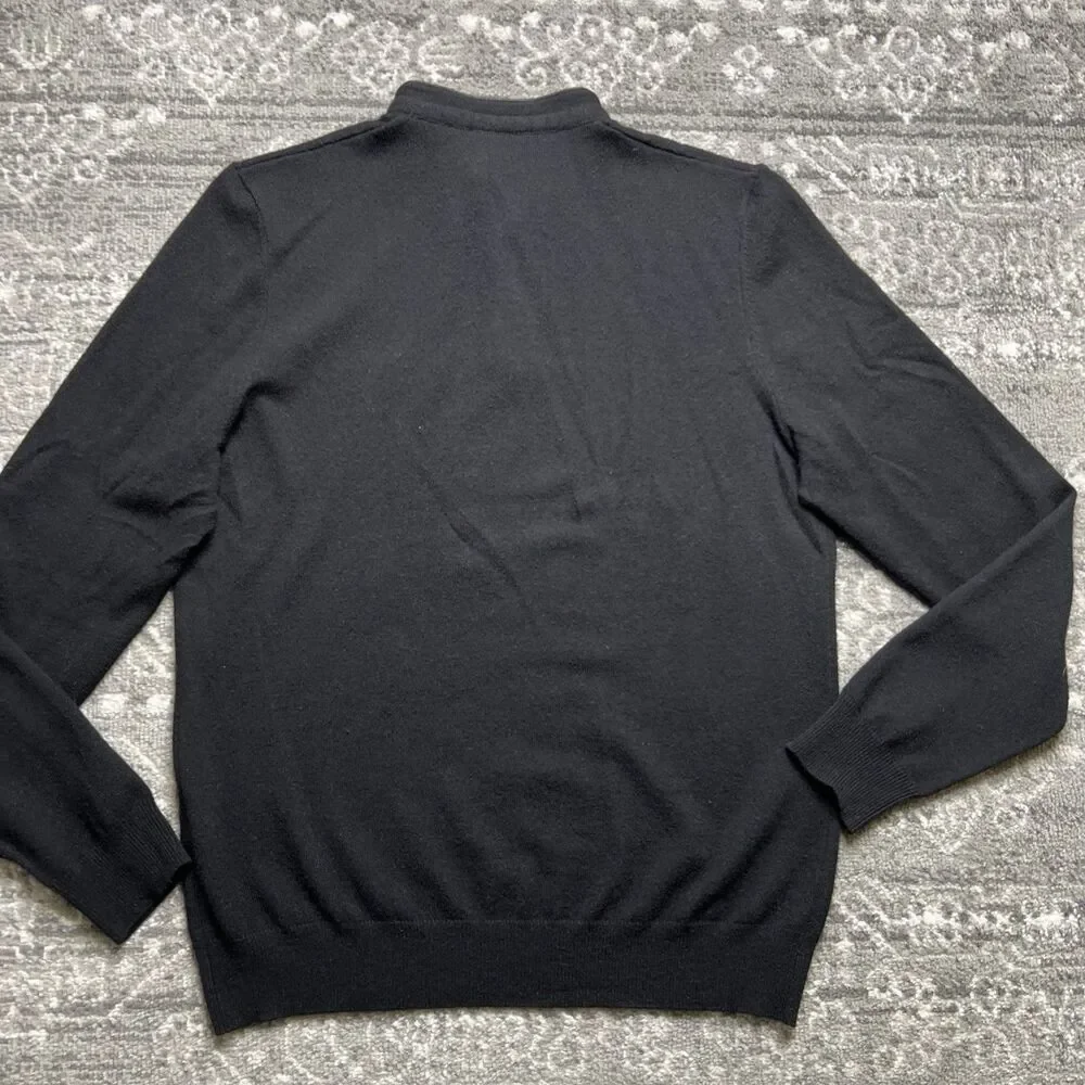 The Kooples Sports Cashmere Henley Sweater Mens Large Black Golf Logo Buttons